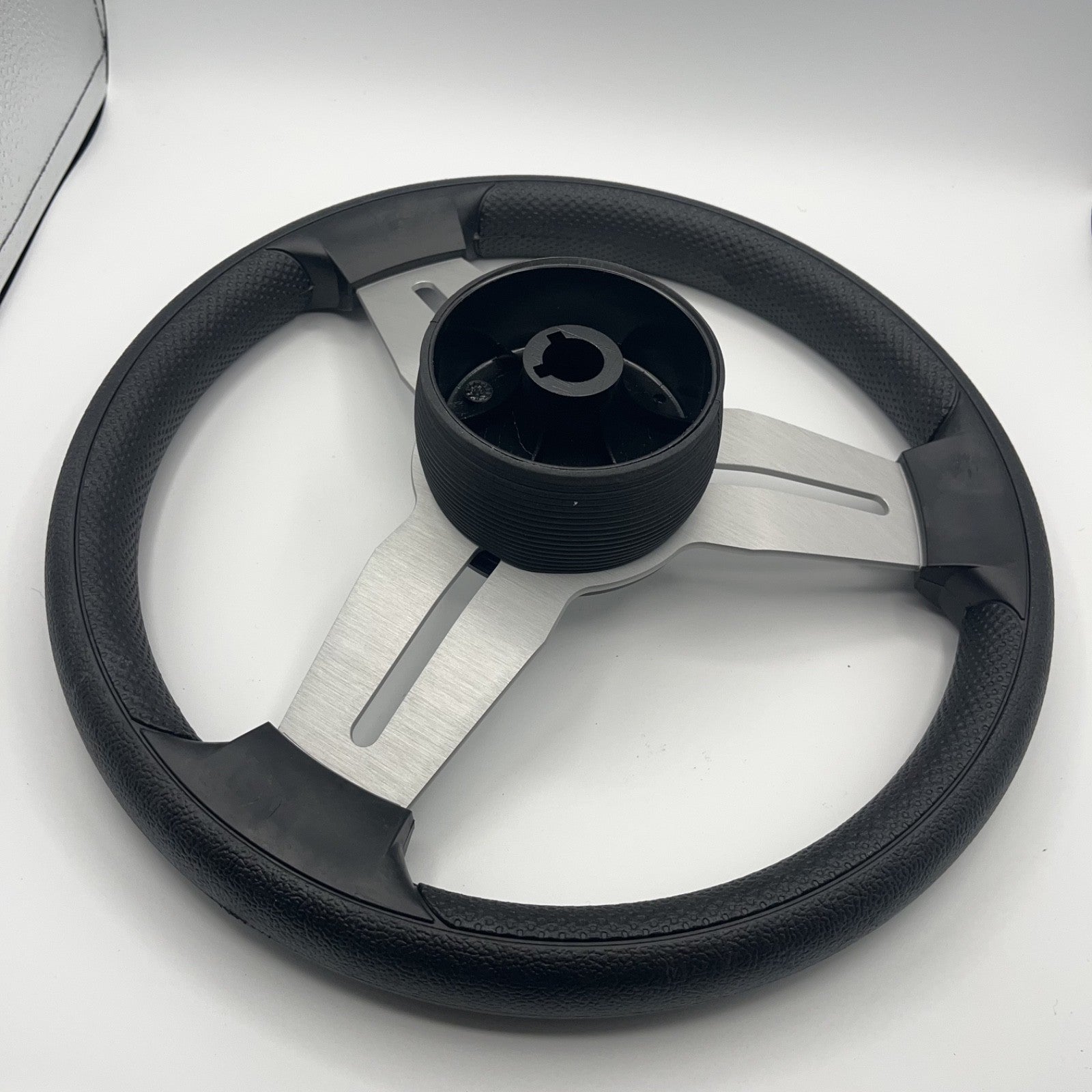 Model 15A Marine Steering Wheel Brushed Aluminum Spokes | Blank Cap
