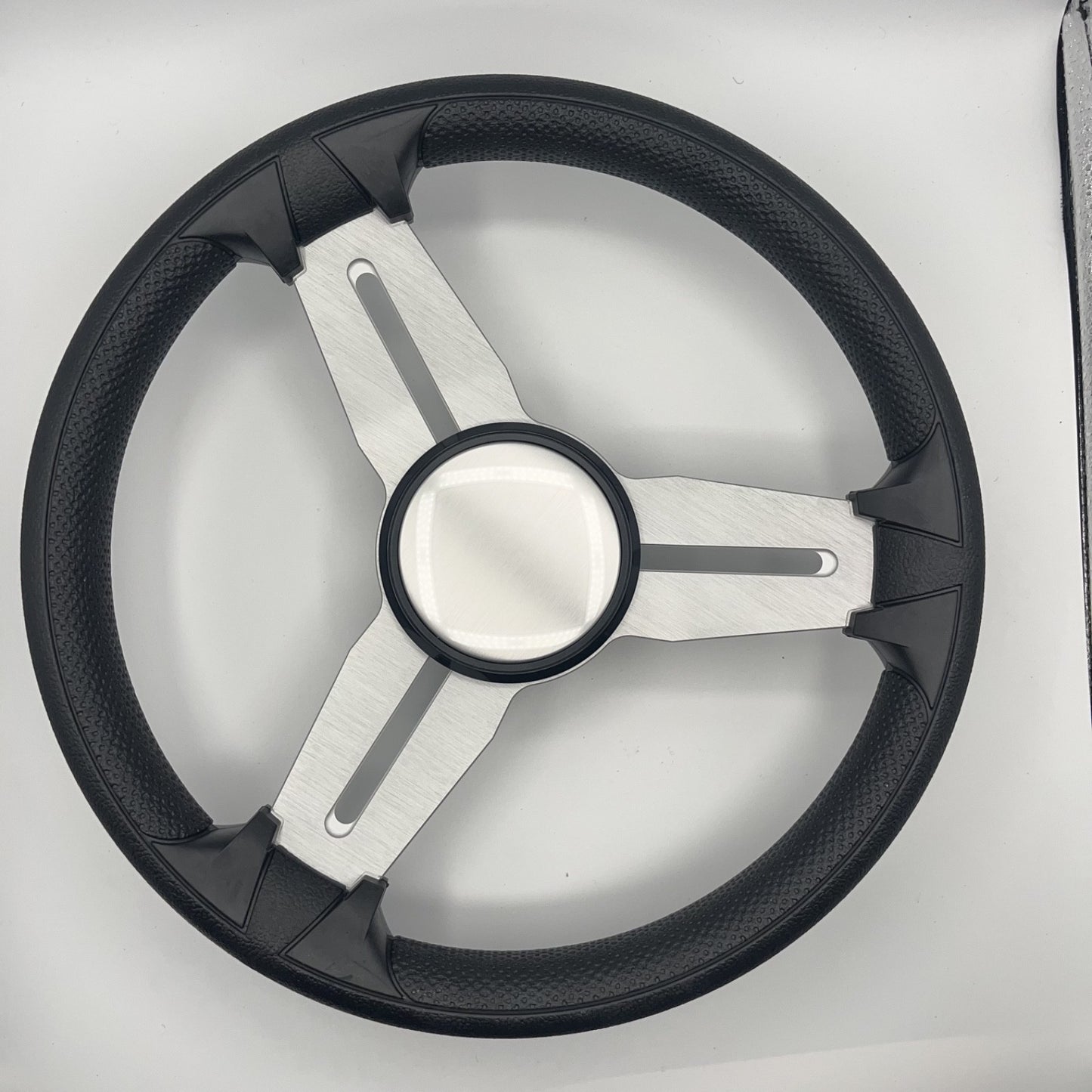 Model 15A Marine Steering Wheel Brushed Aluminum Spokes | Blank Cap