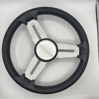 Model 15A Marine Steering Wheel Brushed Aluminum Spokes | Blank Cap