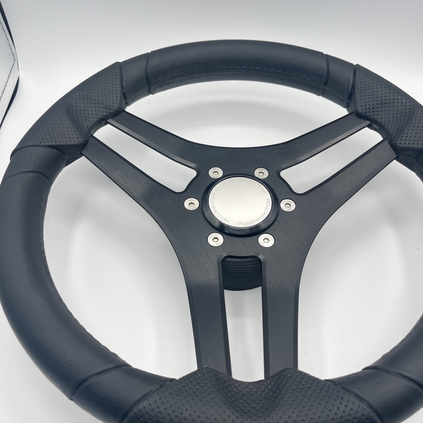 Molinara Marine Steering Wheel Black Brushed Alum Spokes | Bennington