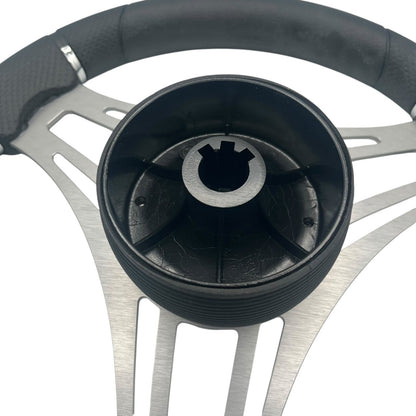 Verona Boat Steering Wheel Gray Brushed Aluminum Spokes | Stabicraft