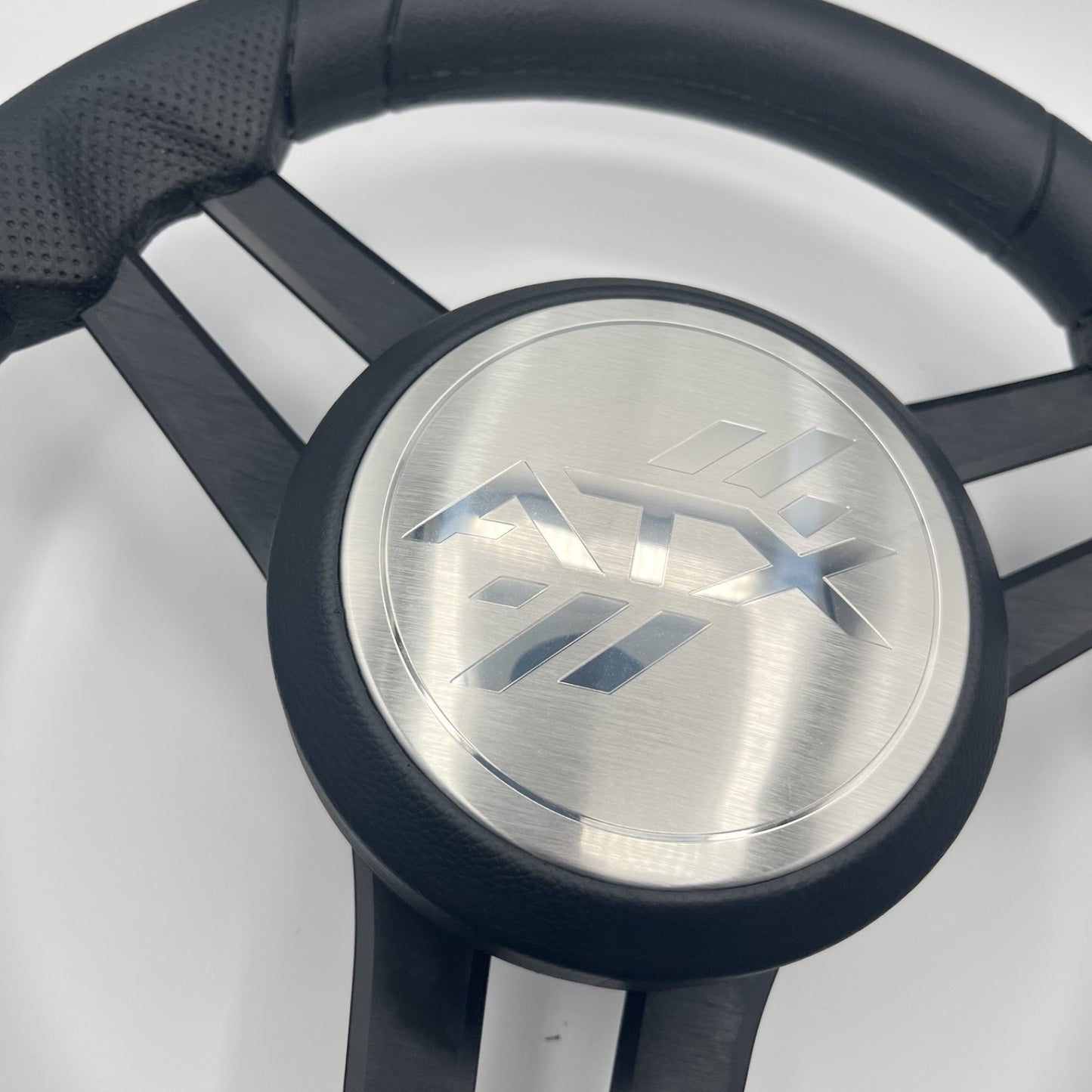 Molinara Marine Steering Wheel Black Brushed Aluminum Spokes | ATX