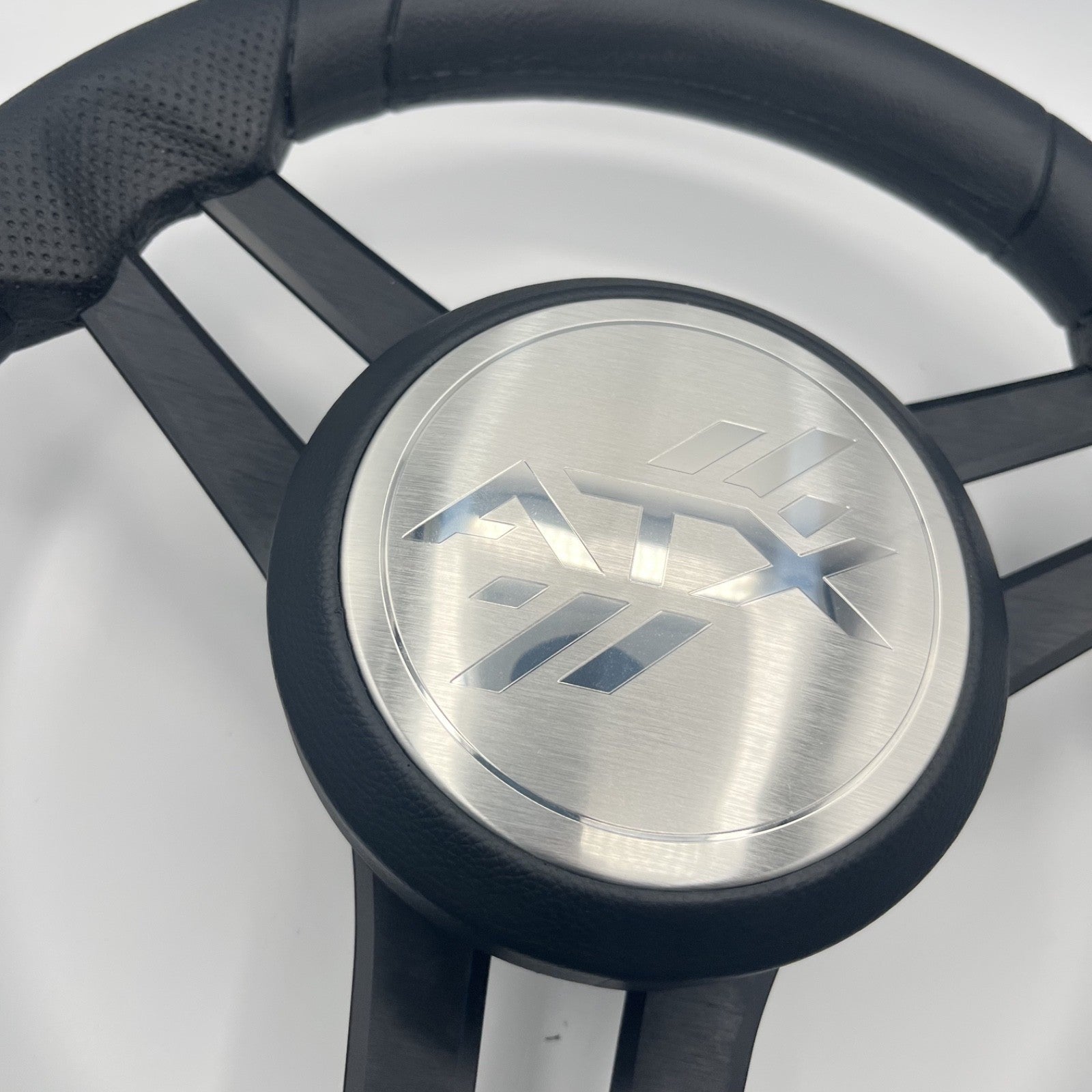 Molinara Marine Steering Wheel Black Brushed Aluminum Spokes | ATX