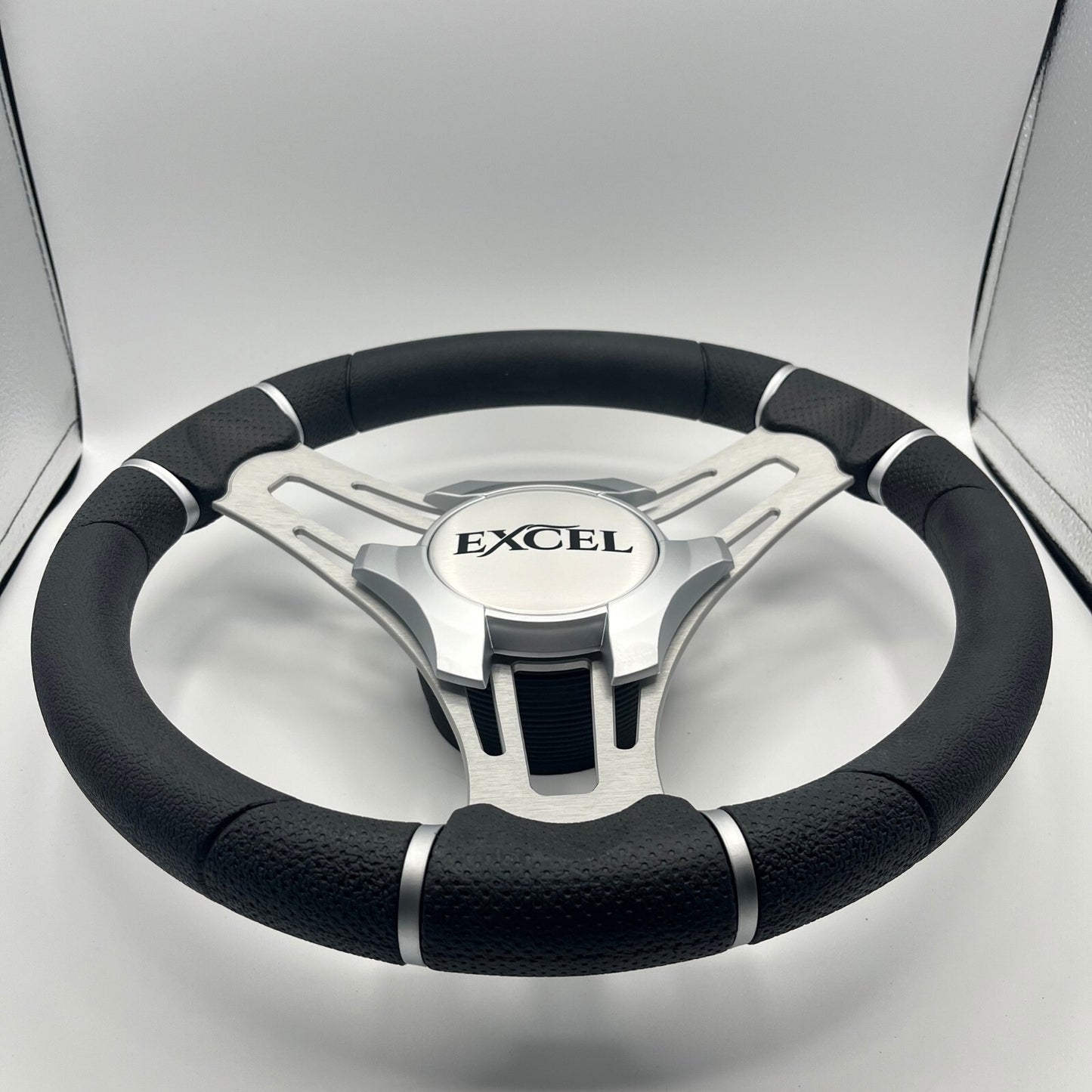 Verona Boat Steering Wheel Silver Brushed Aluminum Spokes | Excel Boats