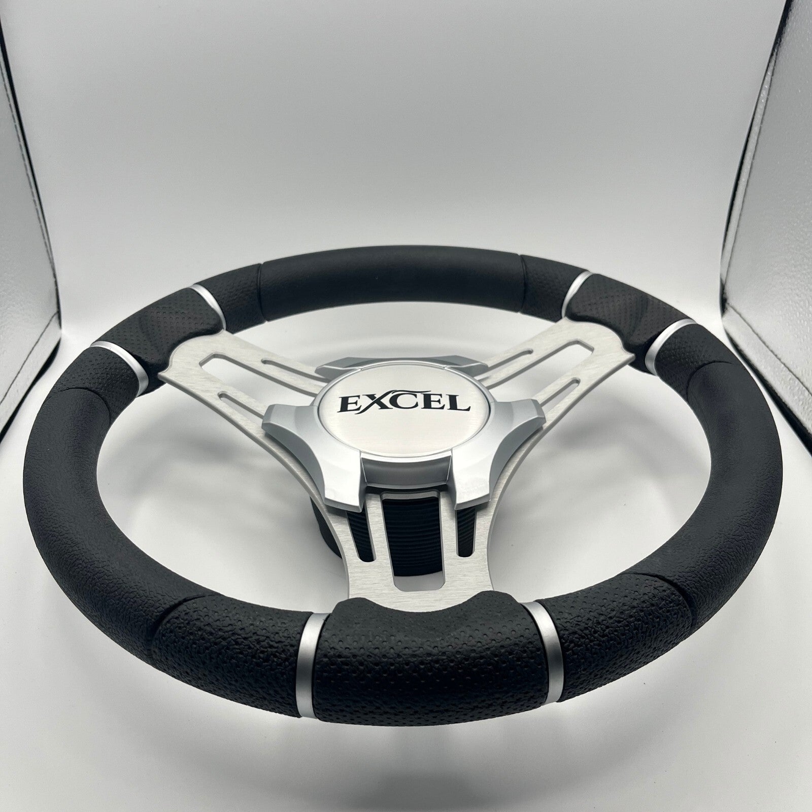 Verona Boat Steering Wheel Silver Brushed Aluminum Spokes | Excel Boats