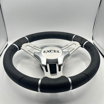 Verona Boat Steering Wheel Silver Brushed Aluminum Spokes | Excel Boats