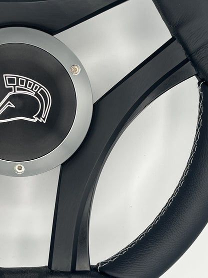 Durello Marine Steering Wheel, Black Leather Rim