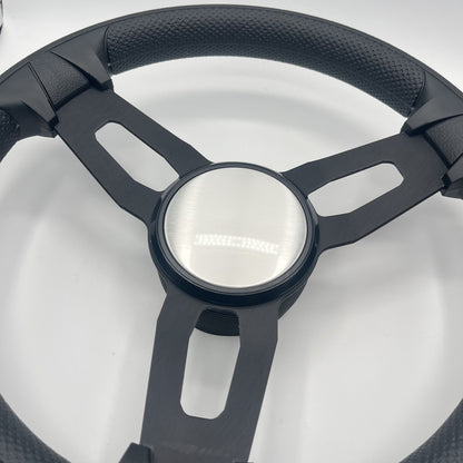 Gussi Italia Boat Model 15 Steering Wheel Black Brushed Alum Spokes | Plain