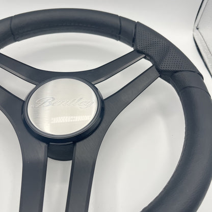 Molinara Marine Steering Wheel Black Brushed Alum Spokes | Lowe Boats