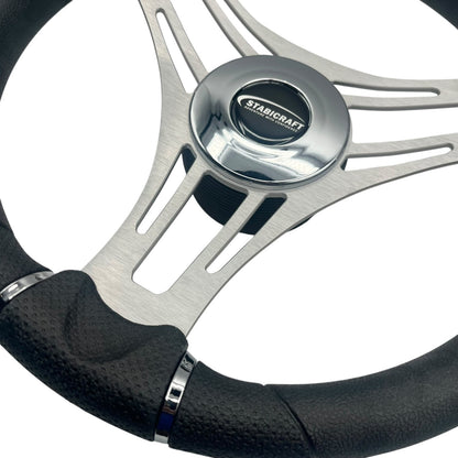 Verona Boat Steering Wheel Gray Brushed Aluminum Spokes | Stabicraft