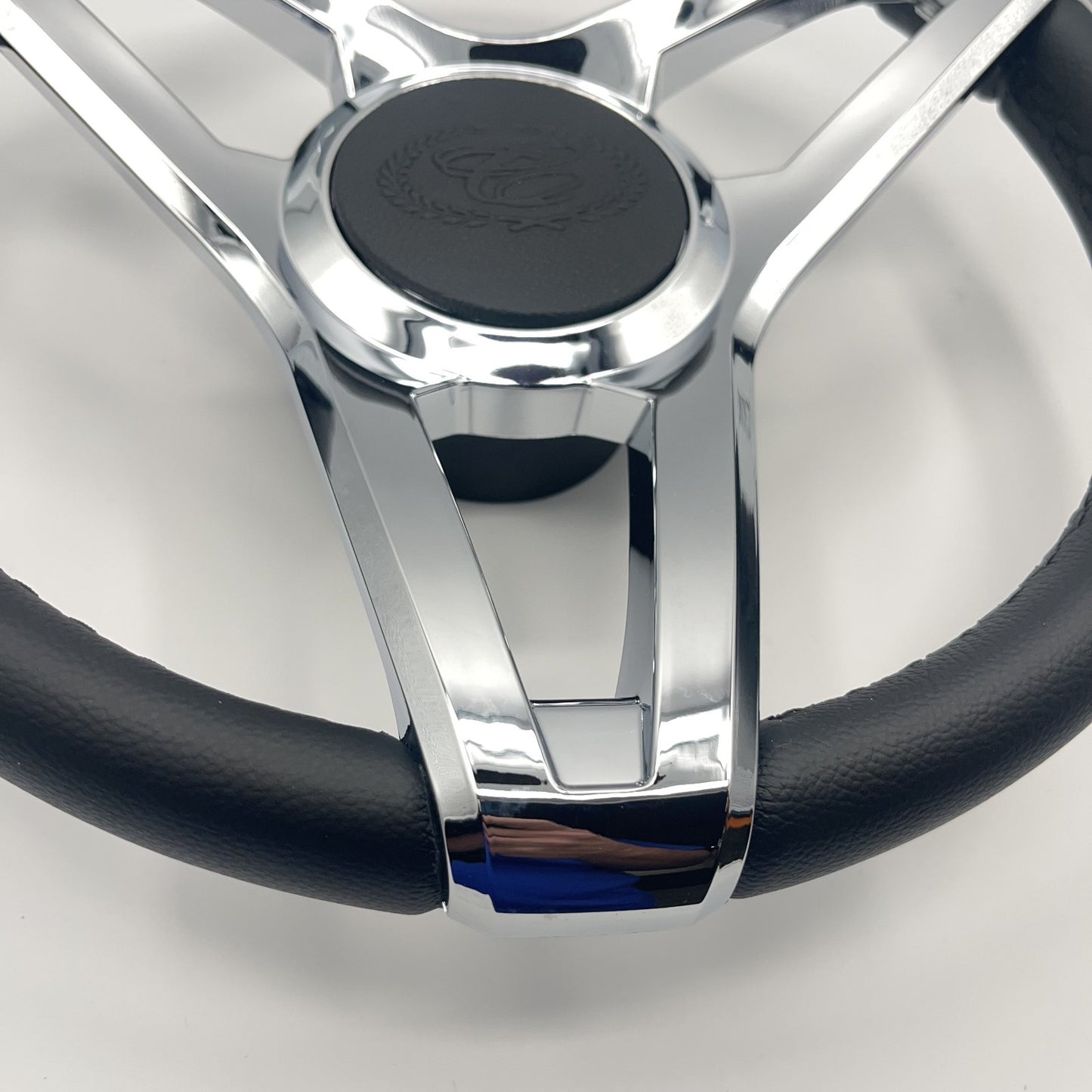 Cobalt Boat Steering Wheel Plastic Spoke Leather Stitched Rim | Cobalt Logo