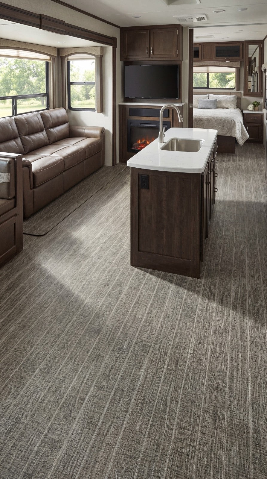 Woven Vinyl Flooring | Woodland Teak - Canyon | 8'6" W | Choose Your Length