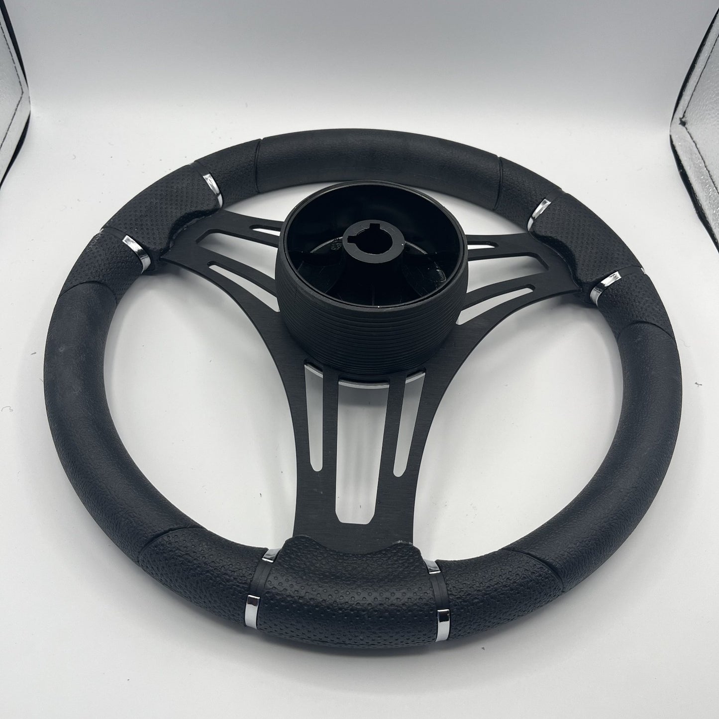 Gussi Italia Boat Steering Wheel Black Brushed Alum Spokes | Black Dome