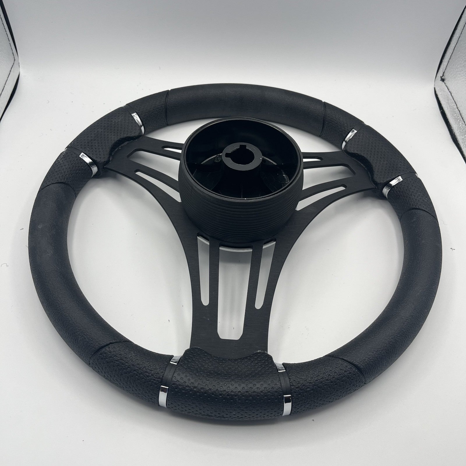Gussi Italia Boat Steering Wheel Black Brushed Alum Spokes | Black Dome