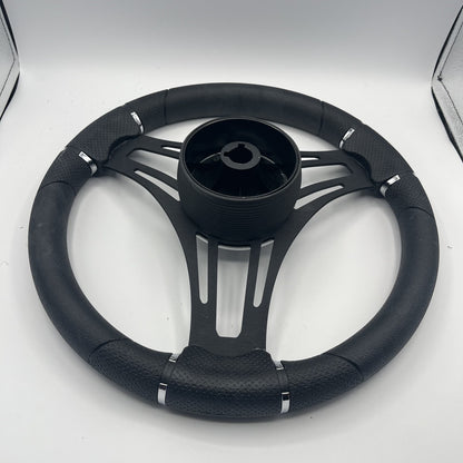 Gussi Italia Boat Steering Wheel Black Brushed Alum Spokes | Black Dome
