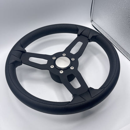 Gussi Italia Boat Model 15 Steering Wheel Black Brushed Alum Spokes |Blank