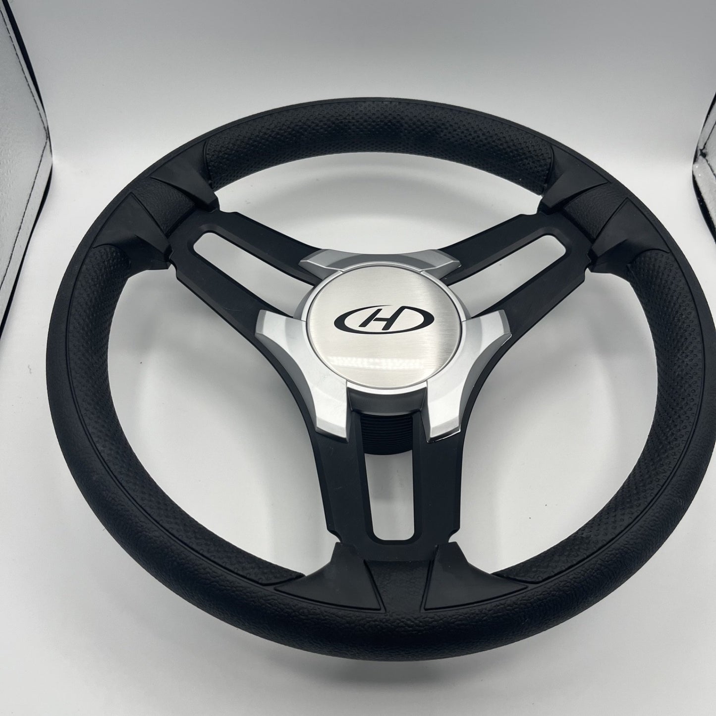 Gussi Italia Marine Steering Wheel Black Brush Metal Spokes | Harris Kayot