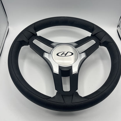 Gussi Italia Marine Steering Wheel Black Brush Metal Spokes | Harris Kayot