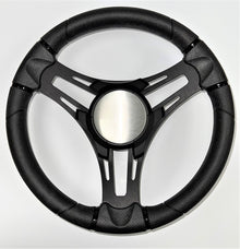 Verona Boat Steering Wheel Black Brushed Aluminum Spokes | Plain