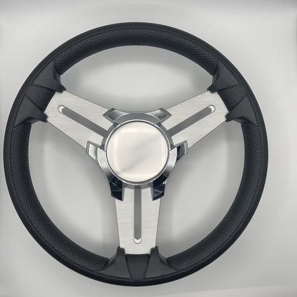Model 15A Marine Steering Wheel Brushed Alum Spokes | Chrome Blank Cap