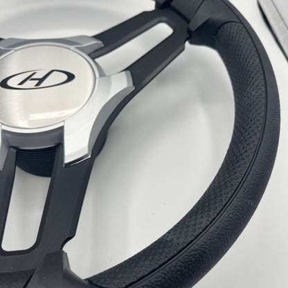 Gussi Italia Marine Steering Wheel Black Brush Metal Spokes | Harris Kayot