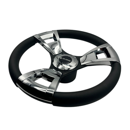 Model M13C Black & Chrome Steering Wheel fits all CLUB CAR DS Golf Carts