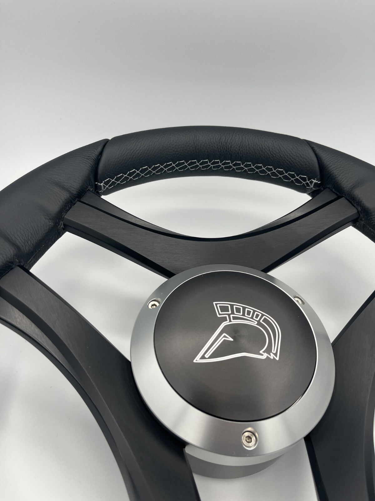 Durello Marine Steering Wheel, Black Leather Rim