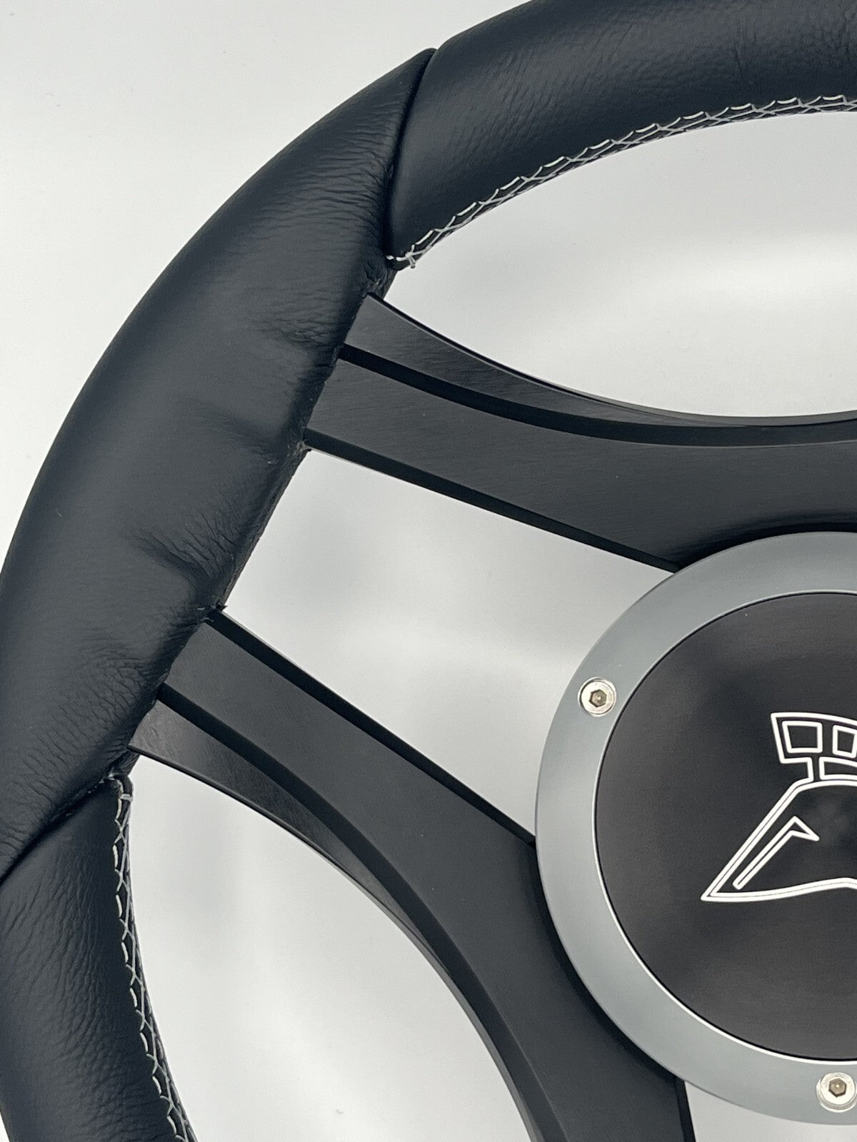 Durello Marine Steering Wheel, Black Leather Rim