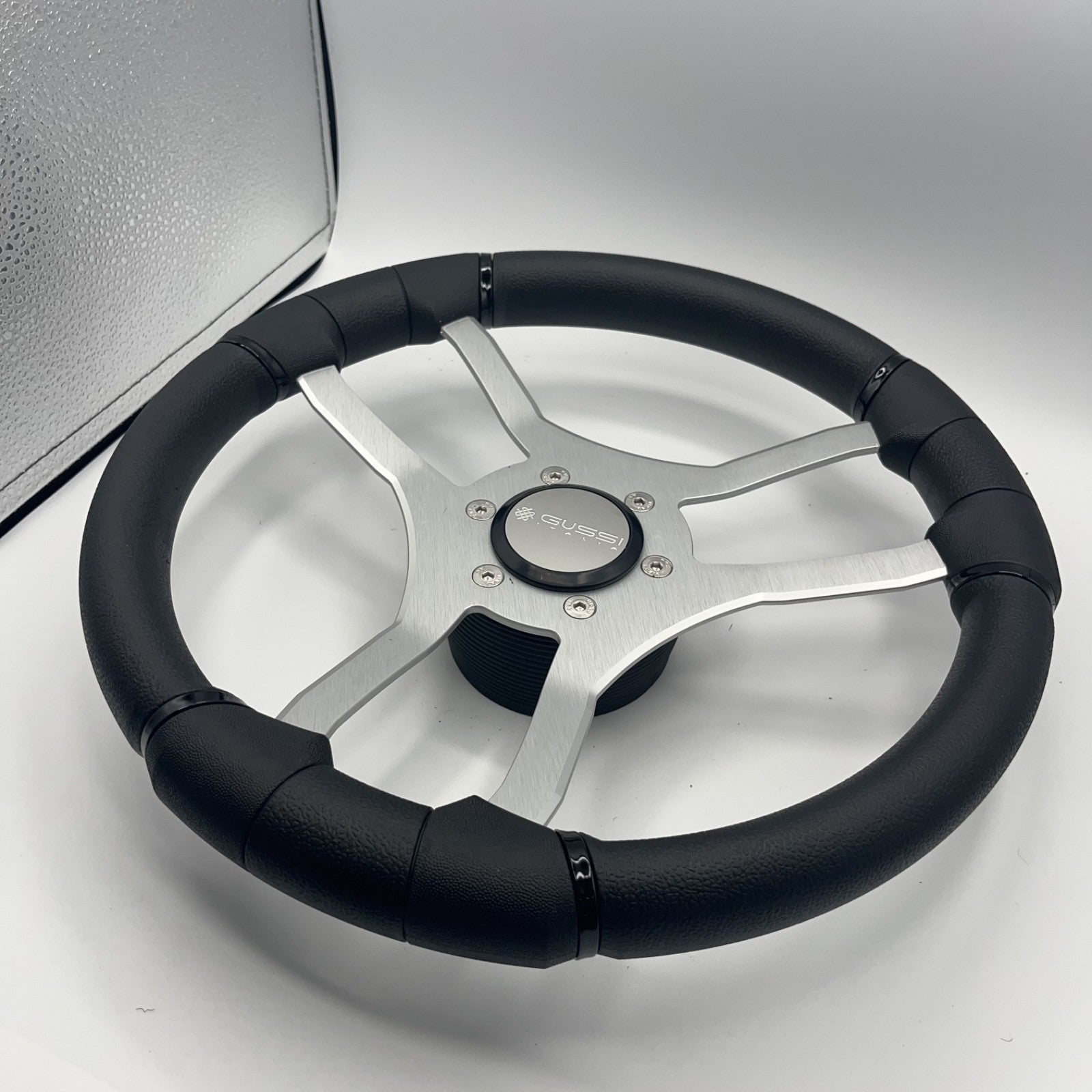 Malera Boat Steering Wheel Brushed Aluminum Spokes | Gussi Snap-in
