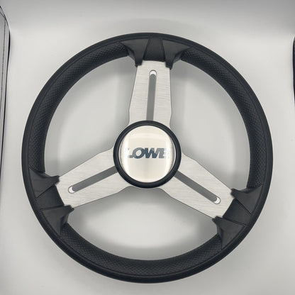 Model 15A Marine Steering Wheel Brushed Alum Spokes | Lowe Boats Cap