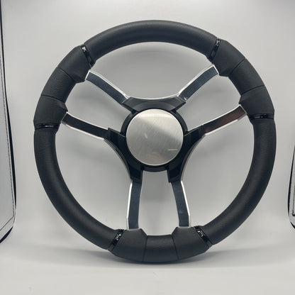 Malera Boat Steering Wheel Chrome Spokes | Blank Black Star