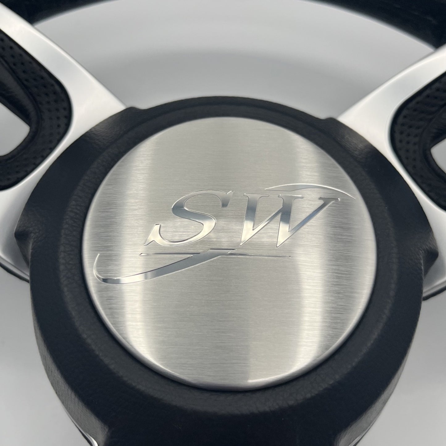 Gussi Italia Black Model 702 Steering Wheel with Keyed Hub | Blue Wave Cap