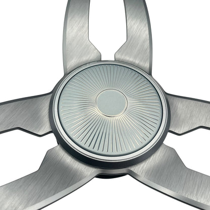 Cabrio Boat Steering Wheel Gray Brushed Alum Spoke | Starburst Center Cap