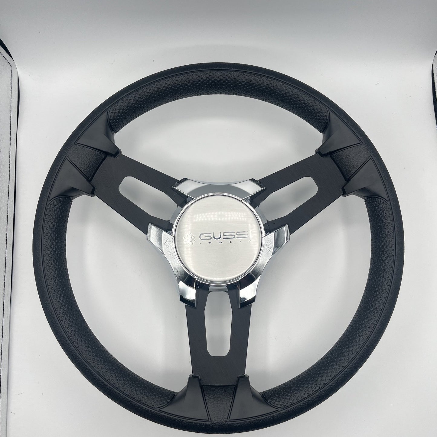 Gussi Italia Boat Model 15 Steering Wheel Black Brushed Alum Spokes | Gussi