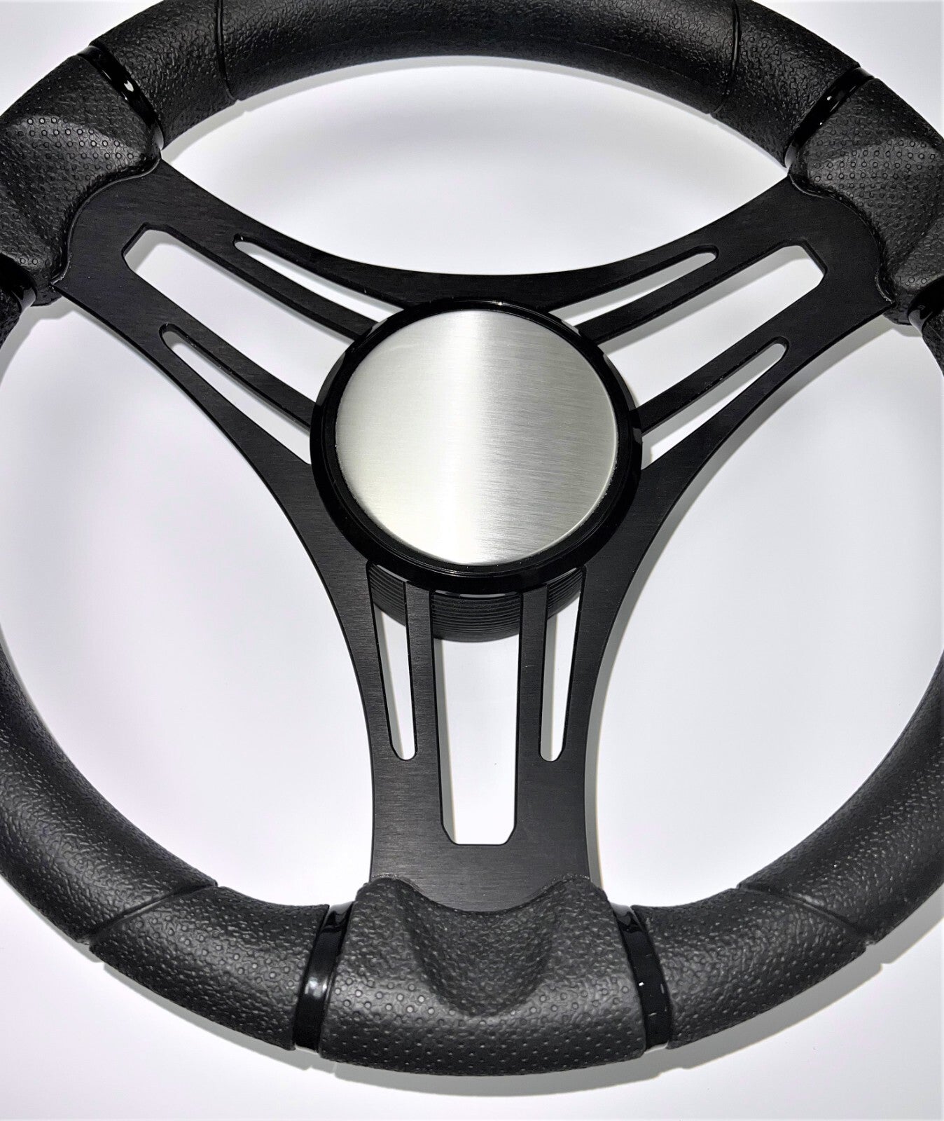Gussi Italia Boat Steering Wheel Black Brushed Aluminum Spokes