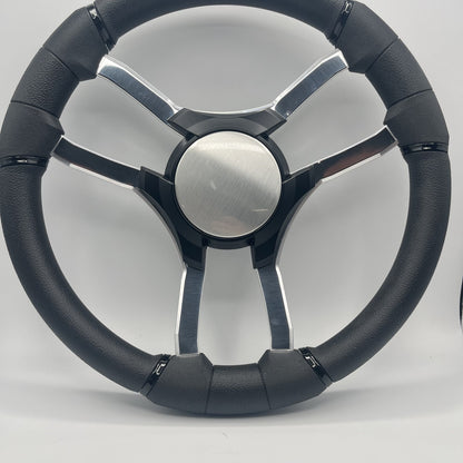 Malera Boat Steering Wheel Chrome Spokes | Blank Black Star