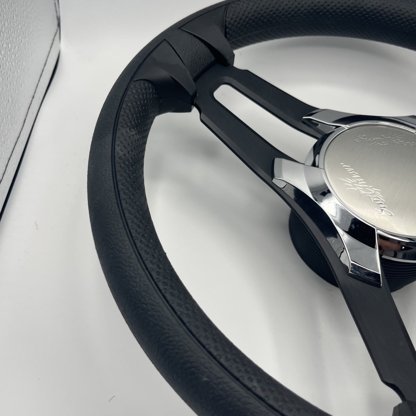 Gussi Italia Marine Steering Wheel Black Brush Metal Spokes | Sun Chaser
