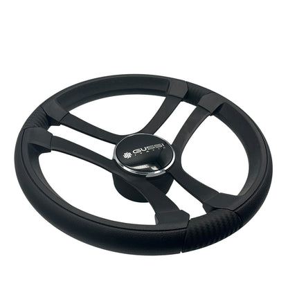 Benaco Boat Steering Wheel Black Brushed Aluminum Spokes