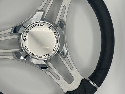 Verona Boat Steering Wheel Gray Brushed Aluminum Spokes | Legend Boats Logo