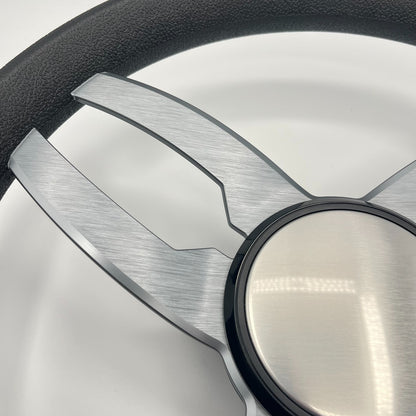 Cabrio Boat Steering Wheel Gray Brushed Alum Spoke | Plain