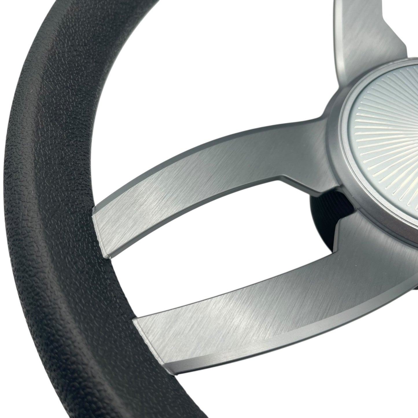 Cabrio Boat Steering Wheel Gray Brushed Alum Spoke | Starburst Center Cap