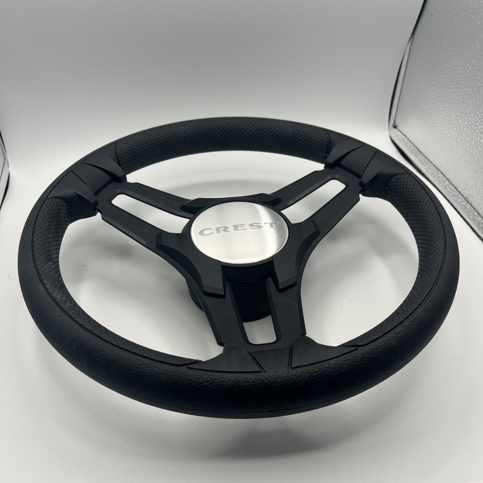 Gussi Italia Marine Steering Wheel Black Brush Metal Spokes | Crest