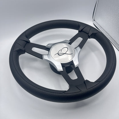Gussi Italia Boat Model 15 Steering Wheel Black Brushed Alum Spokes | Apex