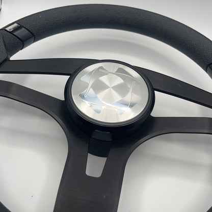 Badia Boat Steering Wheel Brushed Black Aluminum Spokes | Stingray