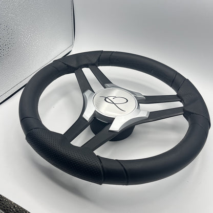 Molinara Marine Steering Wheel Black Brushed Alum Spokes | Apex