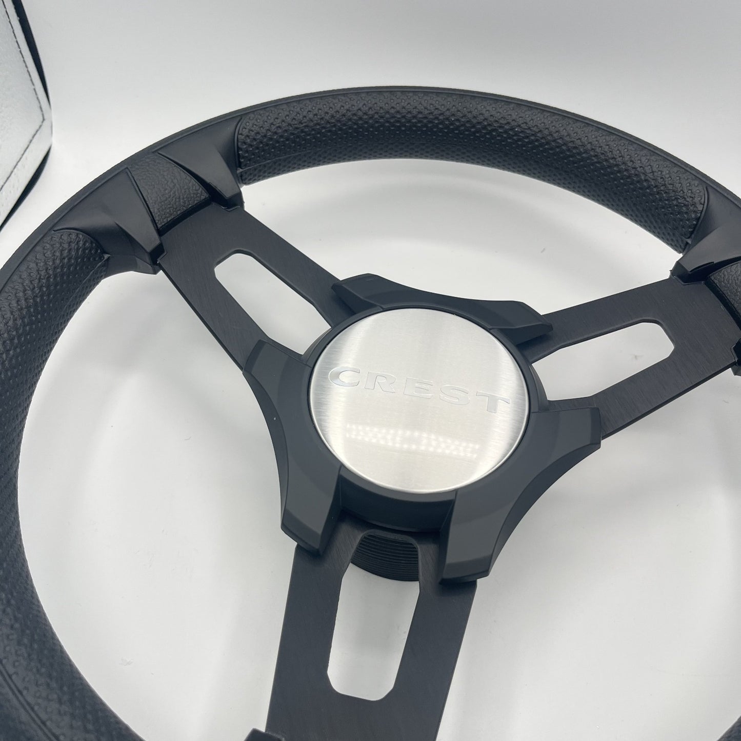 Gussi Italia Boat Model 15 Steering Wheel Black Brushed Alum Spokes |Blk Crest