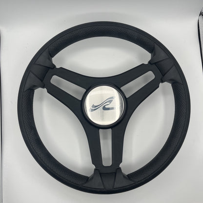 Gussi Italia Marine Steering Wheel Black Brush Metal Spokes | Sea Ray