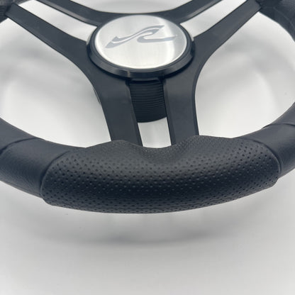 Molinara Marine Steering Wheel Black Brushed Alum Spokes | SeaRay Boats