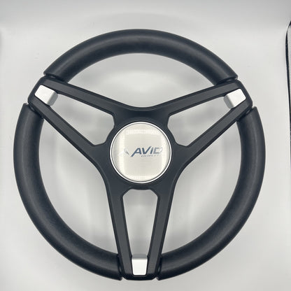 Molino Black w/Soft Touch Urethane Rim Boat Steering Wheel | Avid Boats