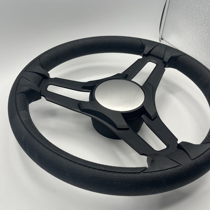 Gussi Italia Marine Steering Wheel Black Brush Metal Spokes | Plain
